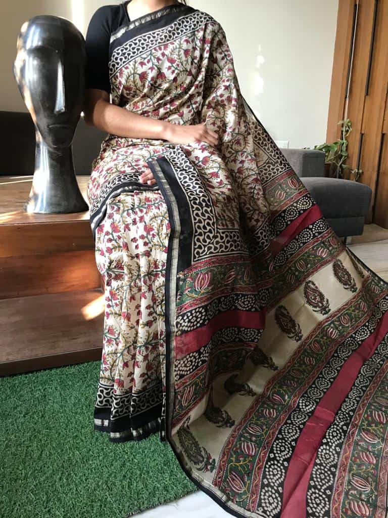 Buy Kalamkari Sarees online from #SareeEnvy - Aavaranaa