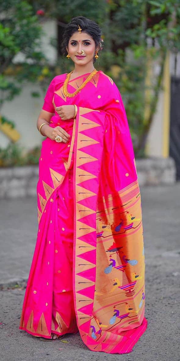 Deep wine silk paithani saree – OnlyPaithani