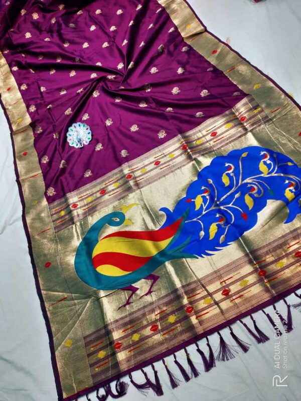 Semi Muniya Peocock Desighn Paithani Saree 1