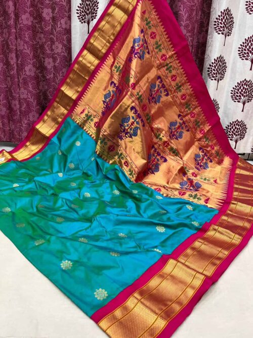 Pure Kadiyal Paithani with Red Border 2