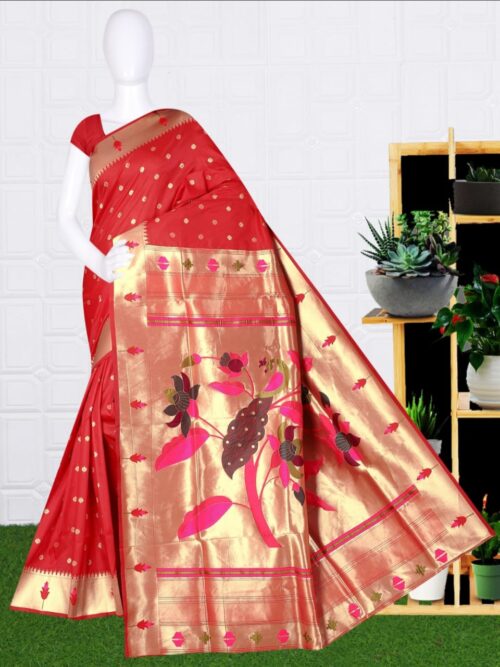 Mor Popat Semi Paithani Saree- NB14 O – Shankari Paithani