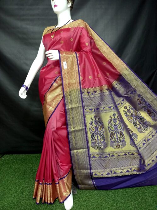 Pink and Blue Mhalsa Paithani Saree